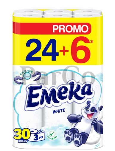 Тоалетна хартия Емека 24+6 White 