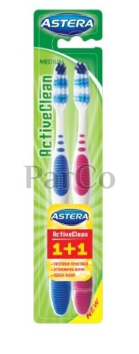 Четка за зъби Astera active clean 1+1 medium 