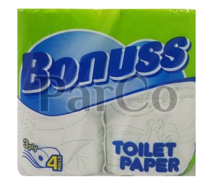 Тоалетна хартия Bonuss целулозна 4броя 3пл зелена