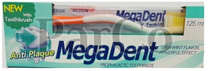 Паста за зъби Mega Dent 125мл четка anti plaque
