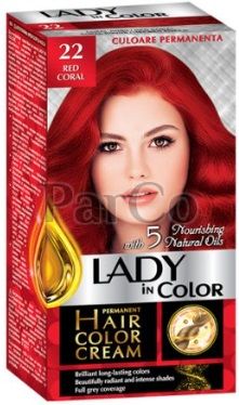 Боя за коса Lady color 22 червен корал  
