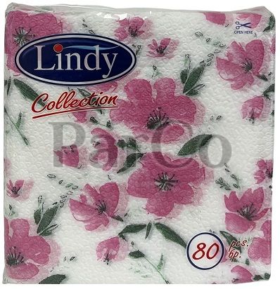 Салфетки Lindy големи 33х33см 80бр цветя 